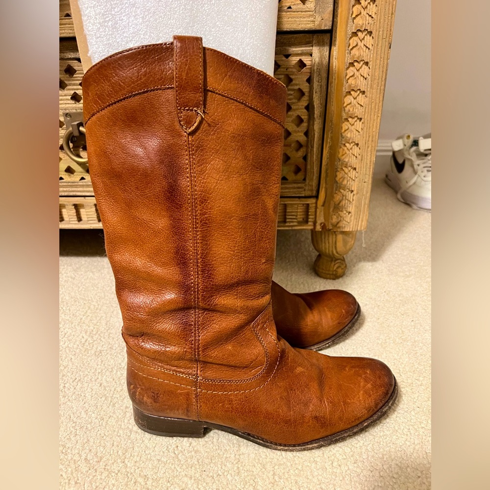 Women's Frye "Melissa" Brown Leather Riding Boots - 7 1/2 B